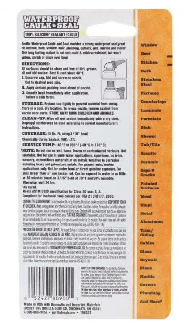 GORILLA SEALANT CLEAR 2.8OZ